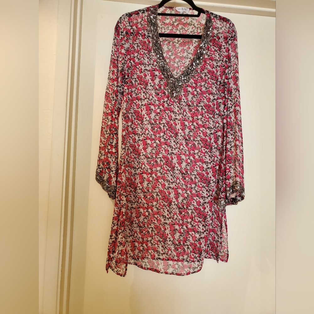 KIWI SAINT TROPEZ Tunic Beaded Size Small
